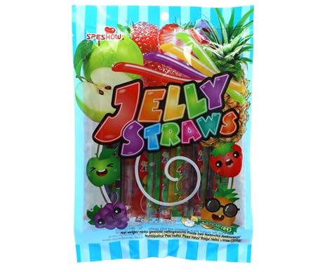 Fruit Gum Sticks Speshow Jelly Straws Lollipops - Jelly Fruit Strips - TChallenge Long Jellys - Chew Candy Sticks - Soft Chew Sticks with Fruit - 300 ml 1 Piece
