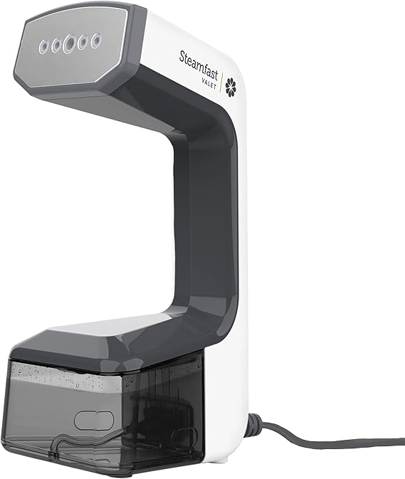 Steamfast VALET Handheld Garment Steamer, Chemical-Free, Removable Tank, Quick Heat-Up Time, Travel Friendly, White