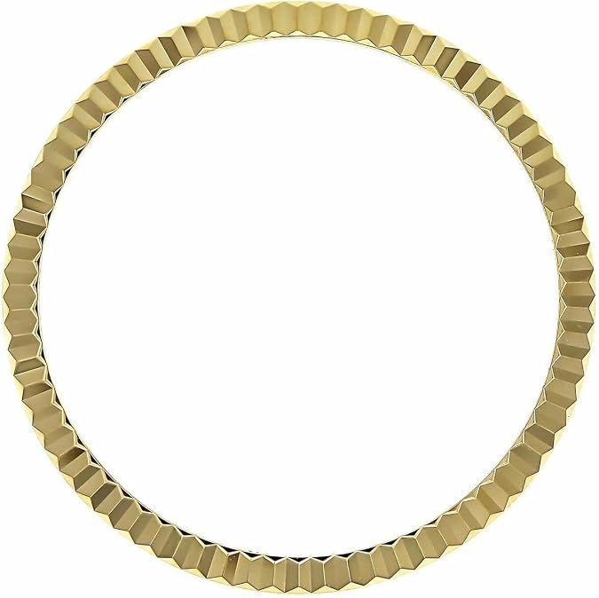 Ewatchparts Gold Plated Fluted Watch Bezel Ring Fits 34mm Case Compatible With Rolex Airking Date 14000M 14010M 114270