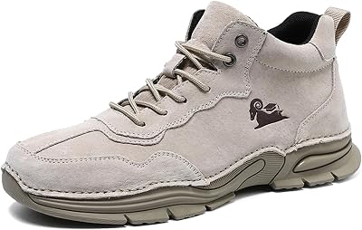 Boxpopla Mens Leather Lace up Fashion Sneakers Waterproof Non Slip Slip-on Walking Sports Shoes Lightweight Breathable High-top Running Shoes for Athletic Gym Outdoor