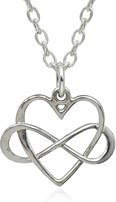 Infinity Heart Charm Necklace for Women, Sterling Silver Dainty Handmade Necklace, Eternal Love Symbolism Pendant, Everyday Minimal Layering Jewelry, 18"
