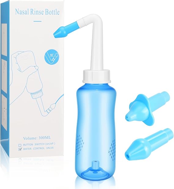 Neti Pot Sinus Rinse Bottle 300ML Nose Wash Cleaner Pressure Rinse Nasal Irrigation for Adult & Kid BPA Free