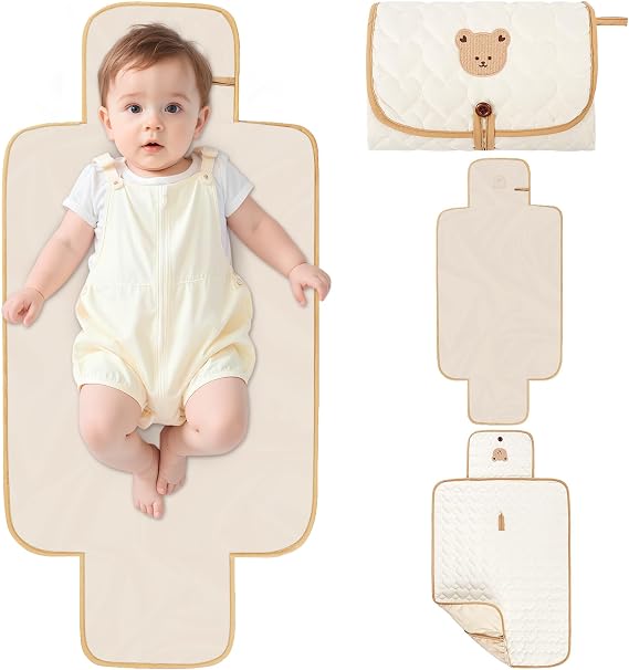 Baby Changing Mat, Portable Baby Changing Mat with Pockets for Nappies, Nappy Changing Mat, Machine Washable Travel Baby Change Mat, Foldable Changing Mat Baby, Changing Mat for Newborns