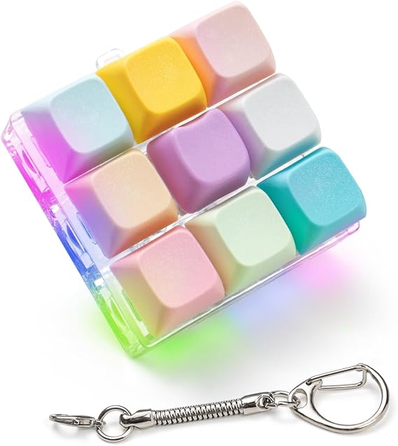 Keyboard Fidget Toy - Fidget Keychain with Led Light Button