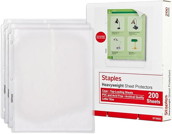 Staples Heavyweight Sheet Protectors, 8.5x11 Inch, Clear, 200-Pack