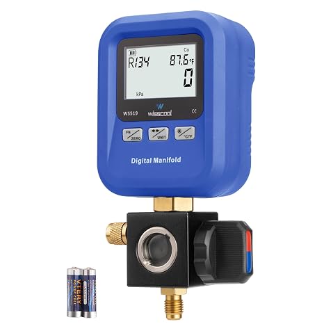 Digital Manifold Gauge HVAC, R454B,R134A,R410a,R1234yf | Pressure Temperature Measure Gauge with LCD Sight Glass for 24 Refrigerants AC Charging