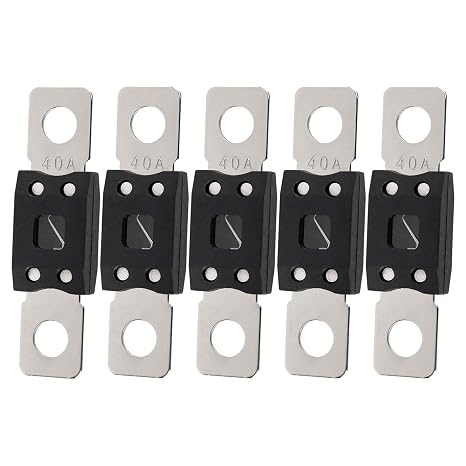 Kingsea 40A High Current Fuse, Bolt-On Fuse, 5 PCS, Black, Aluminum, Plastic, Automotive Fuses