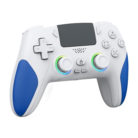 Akalyptra Wireless Controller for PS-5, Pro/Slim/PC/SteamDeck (Ice White) | Hall Joysticks/Trigger, Turbo, Macro Back Buttons, Dual Vibration, 6-Axis Gyro, 3.5mm Jack, Speaker, 8 Color RGB Lighting