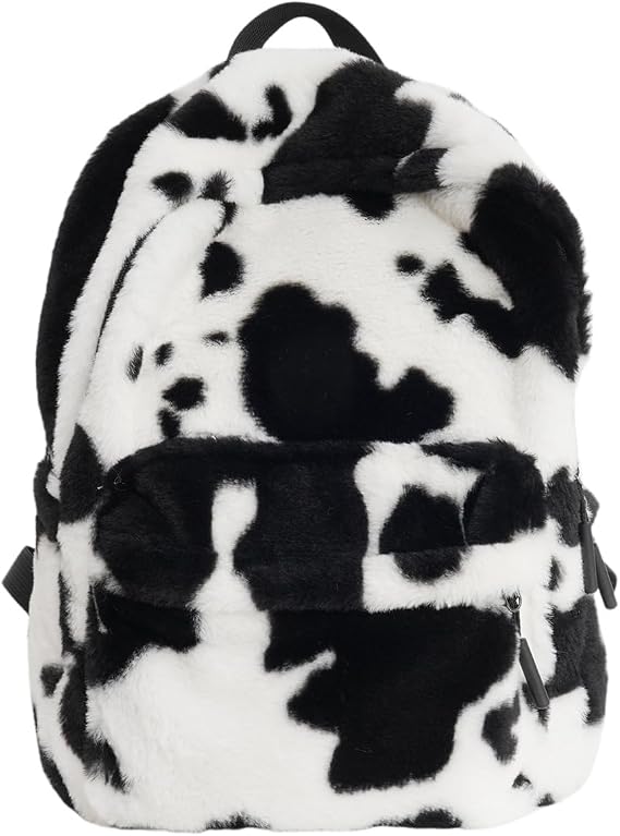 Fluffy Leopard Backpack for Women Men Vintage Cheetah Print Daypack Fashion Y2K School Travel Back