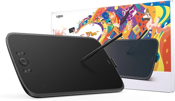 UGEE Pen Tab M808 Pen Tablet, 10 x 6.25 Inches, 16384 Levels of Pressure, 60° Tilt Detection, Plate Tab, 8 Shortcut Keys, Smartphone Compatible, 0.3 inch 9.3 mm Thickness, Illustration, Drawing, Online Teaching, Video Editing, Android, Windows, Mac, Chrome Linux, Black