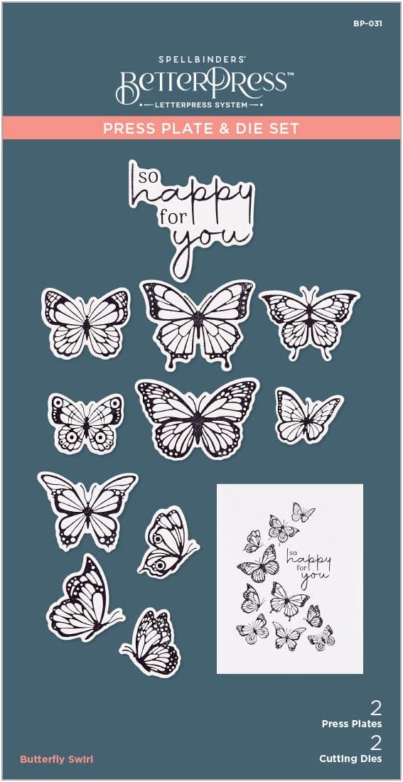 Spellbinders BP-031 Butterfly Swirl Press Plate & Die Set from BetterPress Collection