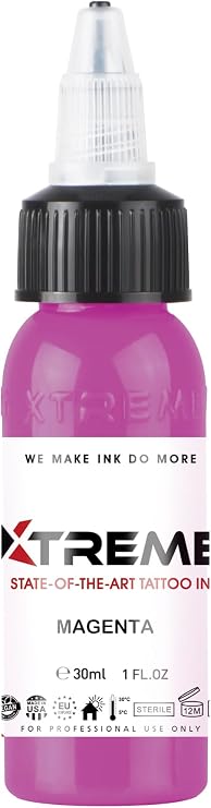 Xtreme Tattoo Ink, Versatile Medium Viscosity for Precision Tattooing, Rich Hue, Quick Healing, Acrylic-Free, Water Based, Highest Safety Standards - Ready-to-Use Tattoo Ink (Magenta, 05 oz)