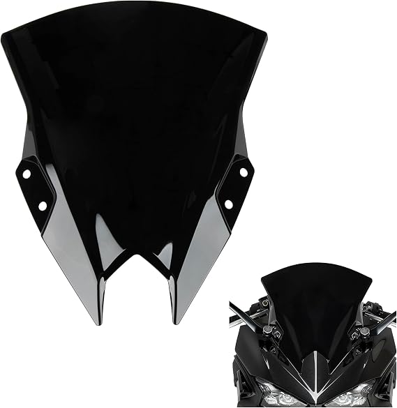 PSLER Motorcycle Windshield Windscreen for Ninja 500 2024-2026, 15" Black