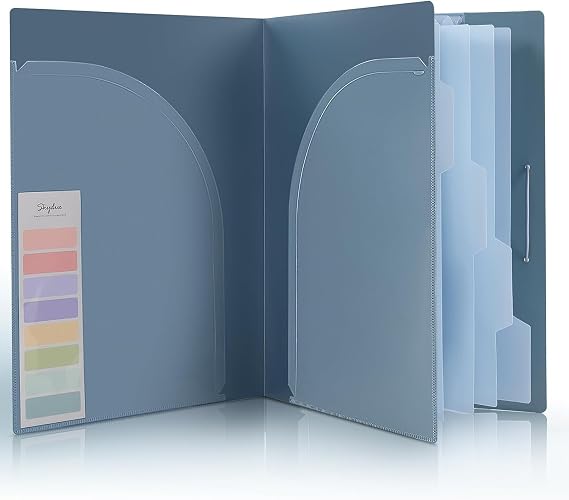SKYDUE A4 Document Folder Expanding Folder with 5 Pockets & 2 Compartments for Presentation Folder and 2 Elastic Bands Elastic Folder A4 / Organiser Folder (Blue)