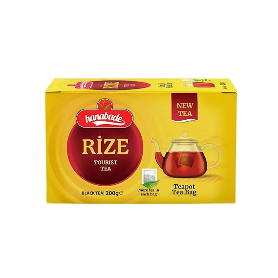 Hanabade Rize Tourist Black Tea Large Teapot Tea Bags, Rich Bright Red Brew, Turkish Black Tea from Rize, 40 Count 200g (7.05 oz) (1)