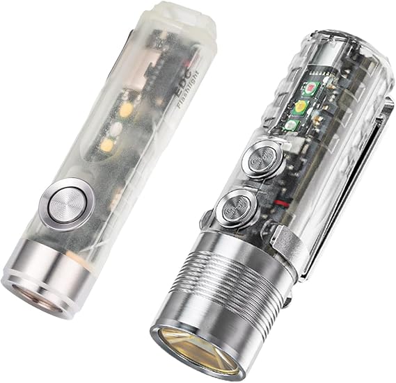RovyVon GITD A5 Keychain Flashlight with UV/White Sidelight Bundle with Aurora A28 G2 EDC Flashlight Combo with UV/White/Red Sidelight, Perfect for Everyday Use, Camping, Hiking, Emergency