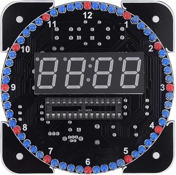 4-Digital DIY Electronic Clock Kit, Multi-Function Light Control Rotation Digital LED Temperature & Time Display Tool Set with Installation Accessories for Soldering Practice(Green)