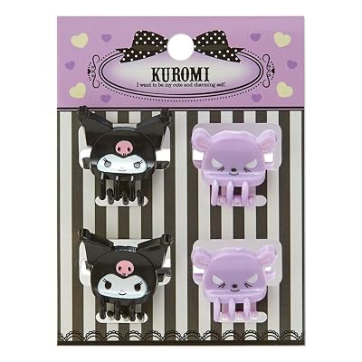 Sanrio Kuromi Hair Clip, 4 Piece Mini Hair Clip for Kids and Women, Hair Securing and Decorative, 2x2.5x2 cm, Claw Closure, Cartoon Pattern, Multicolor, Unisex Gender, 4 Count