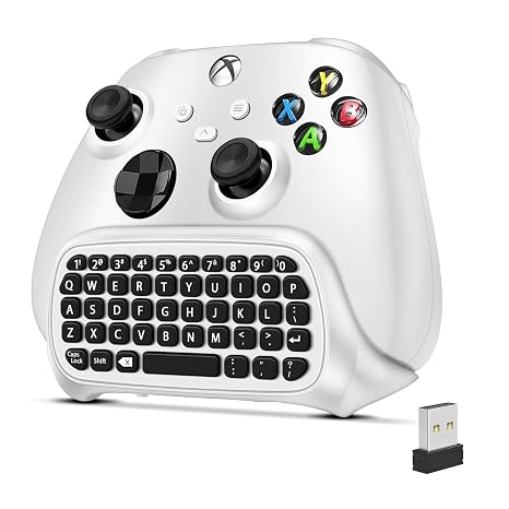 TNP Xbox One Chatpad Controller Keyboard Attachment for Series X/S, White | 2.4Ghz Wireless Keypad with Usb Receiver for Message Entry On Xbox One S/X, Elite 1/2 and Series X/S Controllers