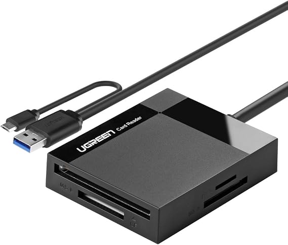 UGREEN SD Card Reader Android USB 3.0 OTG Hub Card Adapter On The Go 5Gbps Read CF, CFI, TF, SDXC, SDHC, SD, MMC, Micro SDXC, Micro SD, Micro SDHC, MS, UHS-I for Windows, Mac, Linux, Android 1.5ft