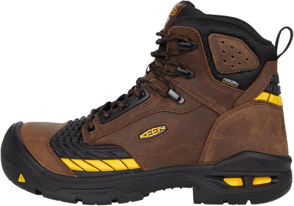 KEEN Utility Men's Troy 6 KBF Composite Toe Waterproof Work Boots Construction, Dark Earth/Black, 14 Wide