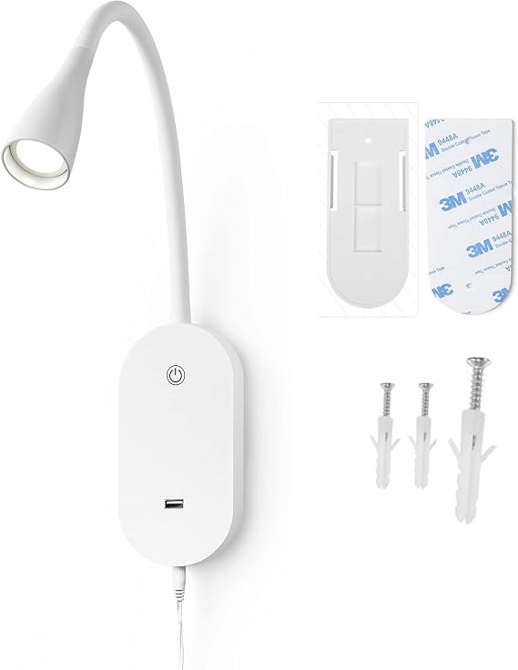 LED Wall Mounted Reading Light Set | 1 LED Wall Lamp & 1 Wall Lamp Installation Accessories Bundle