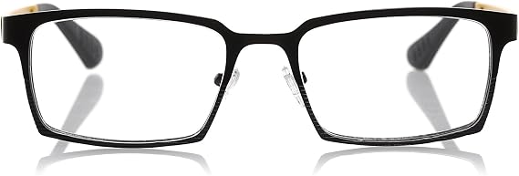 eyebobs Protractor Unisex Premium Readers, Black Stainless Steel Front with Yellow Nylon Temples in a Matte Finish, 2.75 Magnification