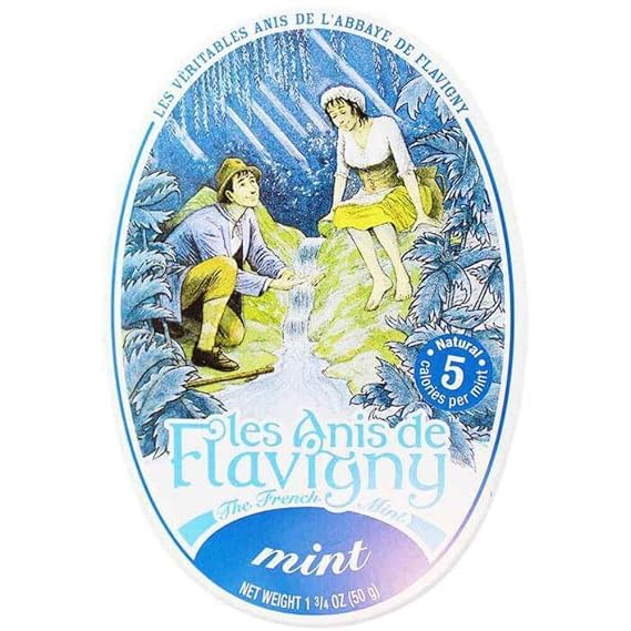 Les Anis de Flavigny French Mints Candy Mint Flavor Hard Candy, Natural Gourmet Sweets in Classic Tin, 50g (1.75 oz)