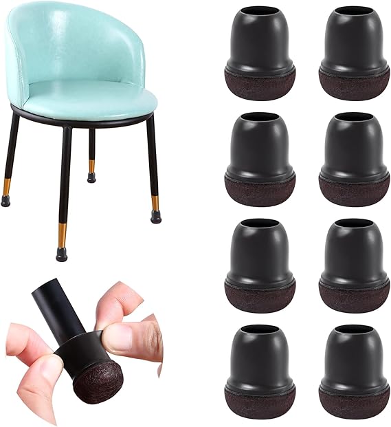 Extra Small Chair Leg Floor Protectors, 16PCS Silicone Chair Leg Caps Black