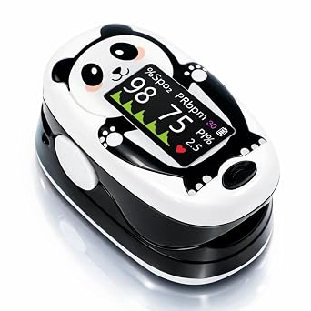 Panda Pulse Oximeter, Oxygen Monitor Fingertip with 20 Memory, Blood Oxygen Saturation Monitor with Alarm, Batteries and Lanyard