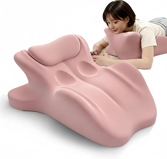 Ergonomic Wedge Pillow, Couples Pillow for Intimacy, 27 Ergonomic Butt Cushion for Couple, Removable Washable Cover, Memory Foam Cushion for Read in Bed Waist at Home Sitting(Pink)
