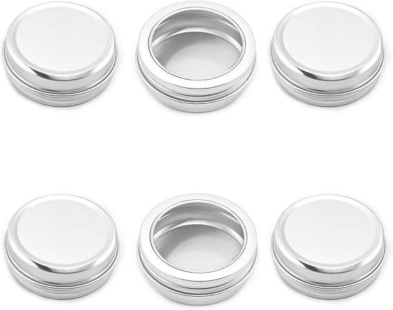 Othmro 6Pcs 2oz Metal Round Tins Aluminum Tin Cans Jar Refillable Containers 60ml Tin Cans Tin Bottles Containers with Screw Lid for Salve Spices Lip Balm Tea Candies Silver 6825mm