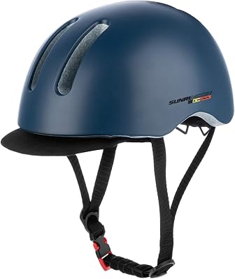 SUNRIMOON Bicycle Helmet Adult Cycling Helmet Safety City Bike Lightweight Riding Bike Helmet with Removable Visor for Urban Commuter Adjustable Size 22.05-24.41 Inches Navy Blue