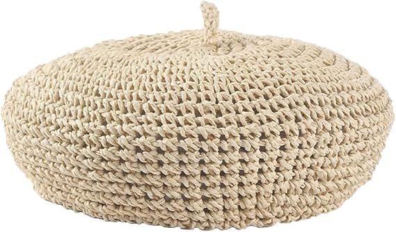 Women's Summer Plain French Style Artist Straw Beret Hat