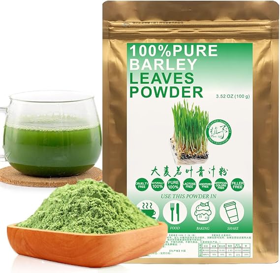 Plant Gift 100% Pure Barley Leaves Powder Natural Meal Powder, Great Flavor for Drinks, Smoothie, Yogurt, Baking, Cookies and Beverages, Non-GMO Powder - No Filler, No additives 100G/3.25oz