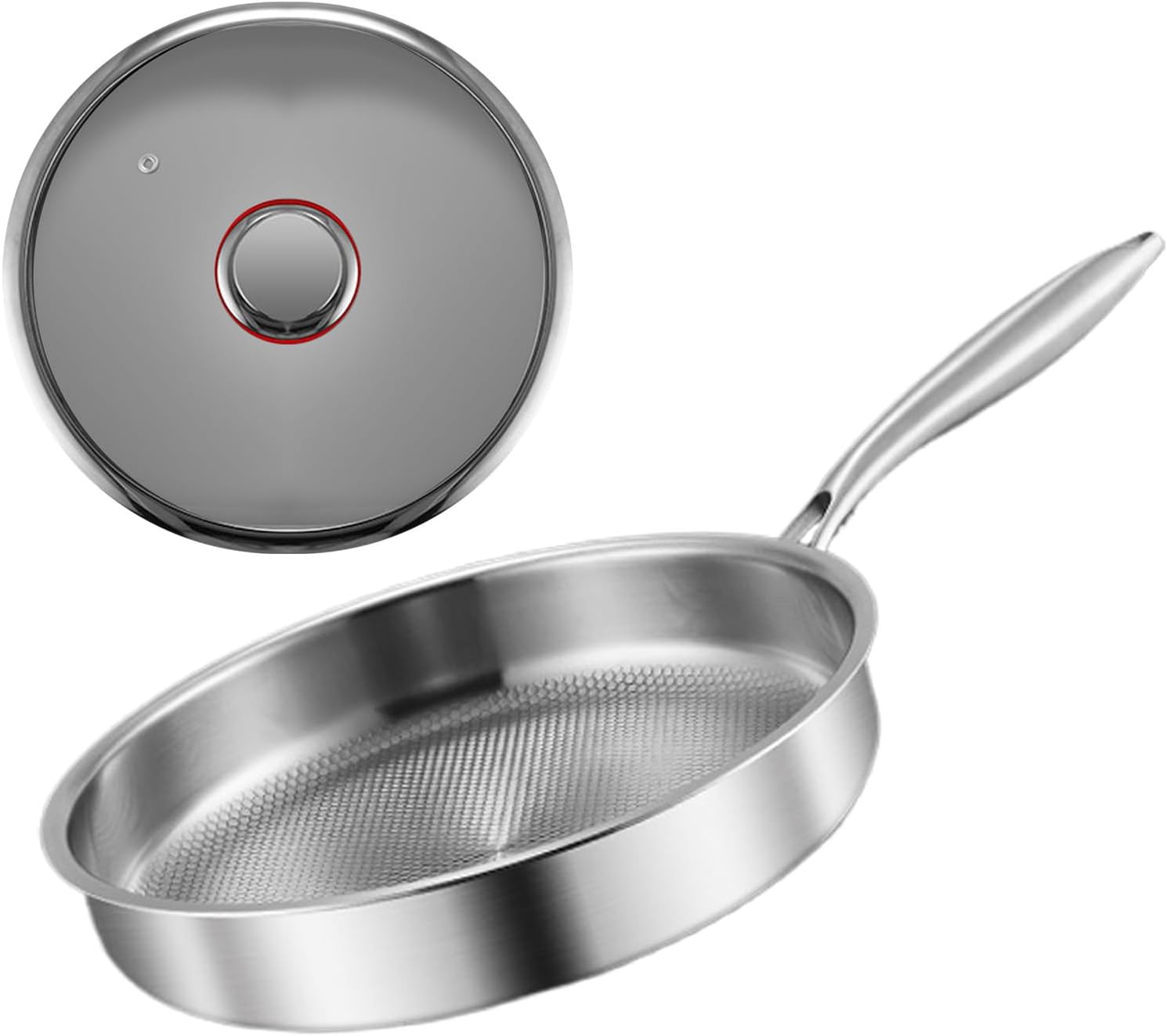 Frying Pans Nonstick - Titanium Alloy Nonstick Pan for Cooking - Cooking Utensils Pots with Lid for Induction Electric Stove Home Kitchen Egg Omelette Camping Apartment