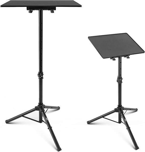 Pyle Universal Laptop Projector Tripod Stand - Adjustable Computer, DJ Equipment Holder Mount with 14'' x 11'' Plate, Height Adjustable 22 to 35 Inches - Portable for Stage, Studio,Home,and Office Use