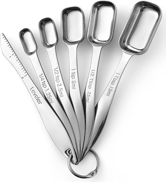 Spring Chef Stackable Stainless Steel Measuring Spoons Set of 6 w/Leveler