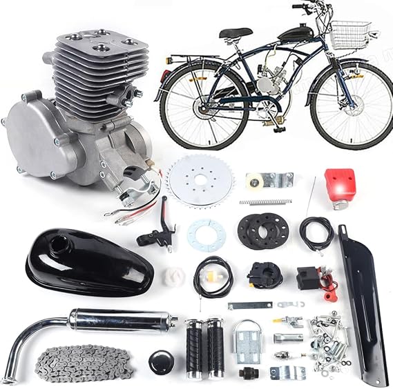 100cc Bicycle Engine Kit 2 Stroke Motorized Bicycle Engine Motor Kit Gas Bicycle Engine Conversion Kit with Air-Cooling, Bike Motor Kit Fit for 26"-28" Bikes