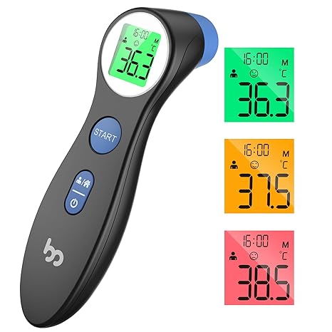 Forehead Thermometer for Adults Kids, No-Touch Infrared LCD Display Digital Baby Thermometers Body Temperature Thermometer | Fast and Accurate Readings, Clear LCD Display, Mute Mode, Memory Recall, Fever Alarm, Infrared Digital Touchless Thermometer