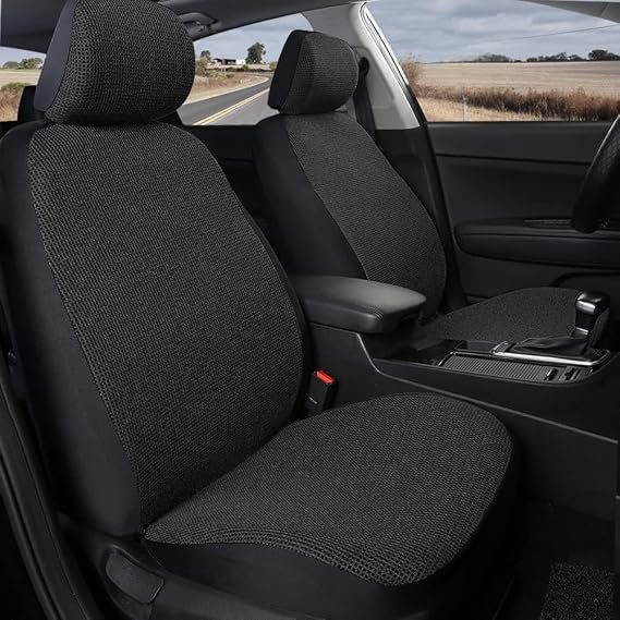 Giant Panda 1 Pair Breathable Universal Fit Car Front Seat Covers for Driver and Passenger Seats, Fit Most Trucks and SUVs, Black