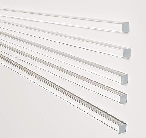 5 Pcs 1/4 x 1/4" x 24 Long Square Clear Acrylic Plexiglass Plastic Rod - .25" - Approx 6.35mm x 6.35mm