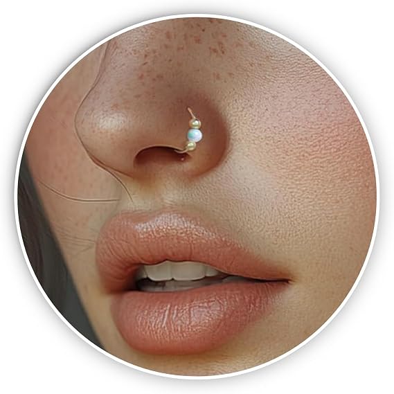 Tiny Nose Ring Hoop - Cute Handmade 14K Gold Filled with 3mm White Opal - Thin Hypoallergenic 20 Gauge Wire 7mm Dainty Nose Piercing Jewelry