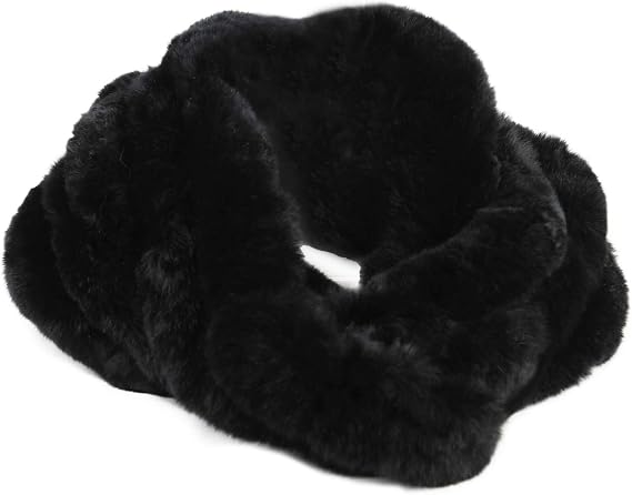 Fur Story Women Real Fur Infinity Scarf Winter Fur Neck Warmer Scarf Cold Weather Warm Shawl