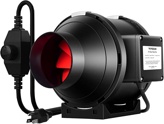 VIVOSUN R4 4" Inline Fan, 190 CFM for Grow Basement Bathroom Kitchen Attic