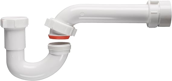 Keeney 400PVCK Polypropylene P-Trap with PVC Adaptor, 1-1/2 in. Inlet and Outlet, White