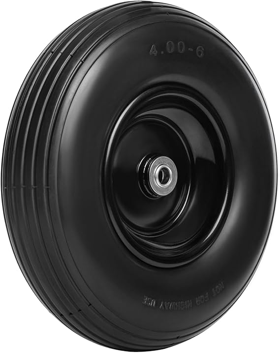 Taifa 13 Inch Solid Flat Free Wheelbarrow Tires and Wheels, 4.00-6 with 5/8'' Axle Bore Hole,1.75" Centered Hub, Air Less Wheel for Wheelbarrow/Wagon/Hand Truck/Trolley/Garden Scooter etc.