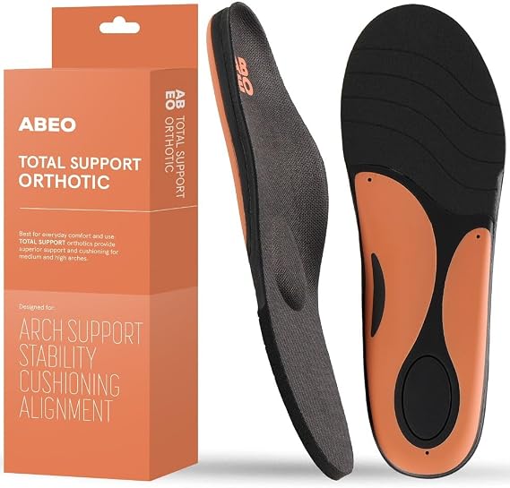 ABEO Total Support Metatarsal Insoles for Women | Plantar Fasciitis and Metatarsalgia Orthotics | Orthotic Inserts | Black 9 Medium