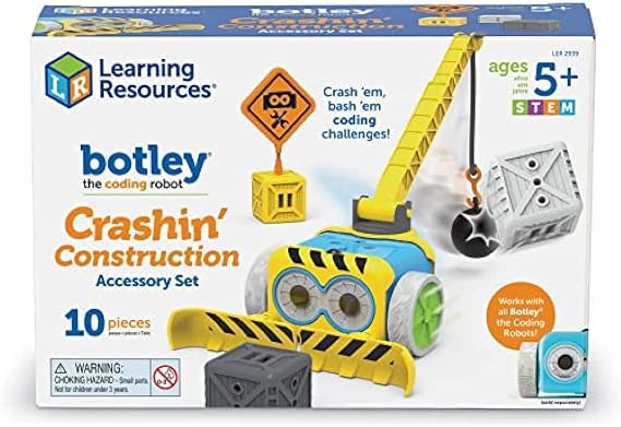 Learning Resources Botley Crashin' Construction Challenge Accessory Set (Botley Not Included) - 10 Pieces, Ages 5+ Coding for Kids, Kids Coding, STEM Toy
