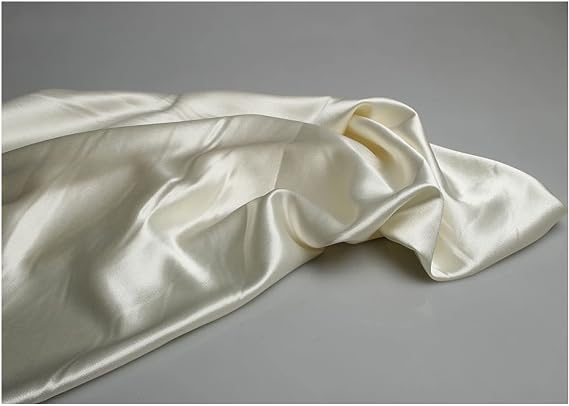 Silk Satin Fabric by The Yard Crystal Satin Fabric 150cm Wide Sold by The Meter for Wedding Dresses Suit Dresses(Color:Milk White)